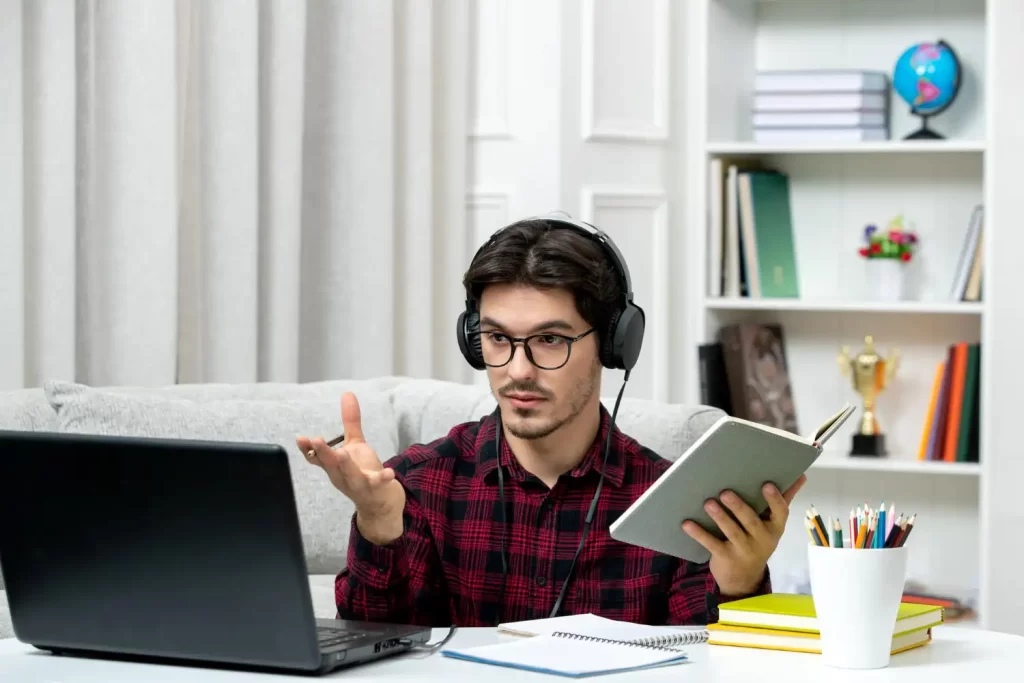 Man attending an online alcohol counselling session from home through his laptop at Alcohol Detox London.